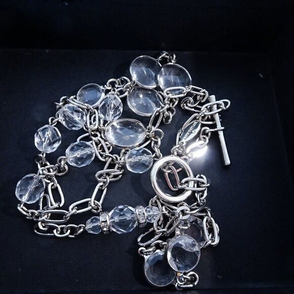 Ann Taylor Lucite Clear Stone Layer Link Toggle Necklace NWOT $59.50 - Picture 10 of 11